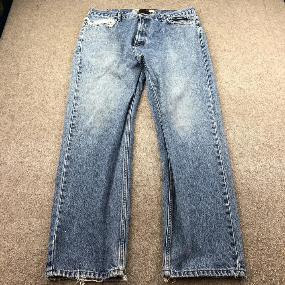Harley-Davidson Jeans Mens 36x32 Blue Medium Wash Straight Denim Distressed